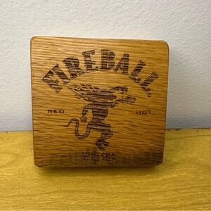 Square Wooden Fireball Bottle Opener 4“ X 4“ Man Cave Bar Essential ￼